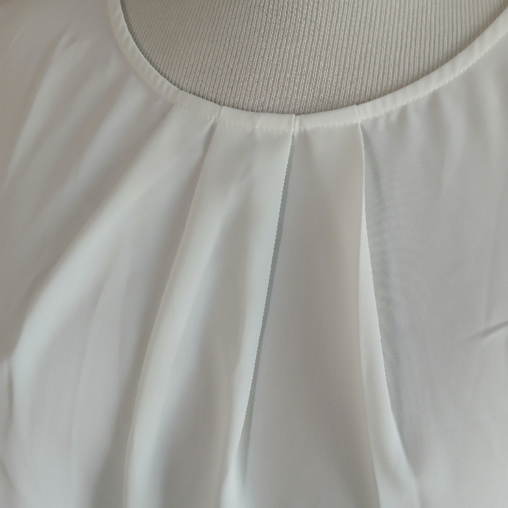 White Cap Tulip Sleeve Pleated Blouse XL - Picture 3 of 9